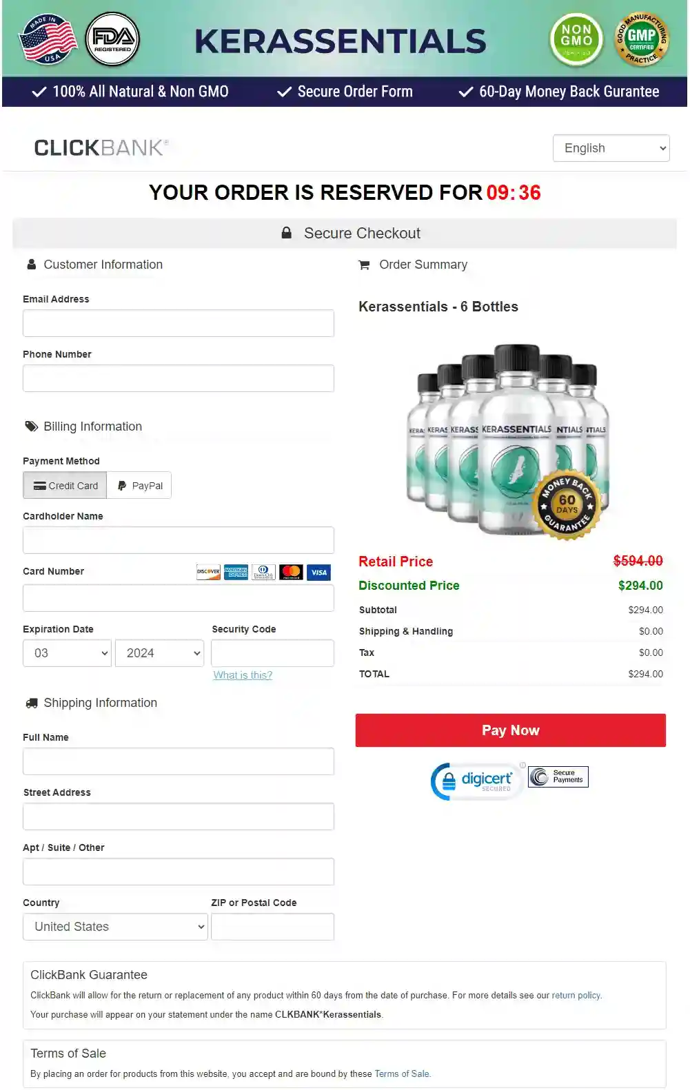 Kerassentials official order page and secure checkout